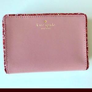 Kate Spade Pink Peony Glitter Bifold Tellie Wallet